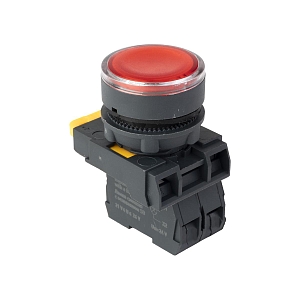 Кнопка SB-27 плоская без фиксации c подсветкой 24V DC 1NO красная IP65 EKF