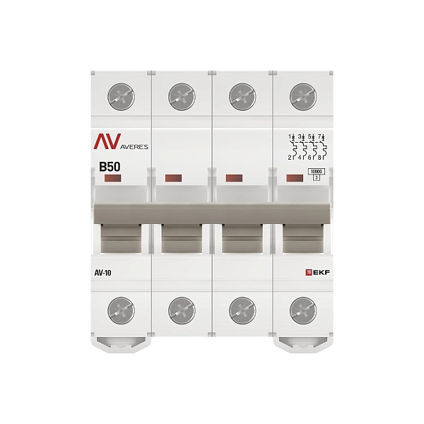Выключатель автоматический AV-10 4P 50A (B) 10kA EKF AVERES