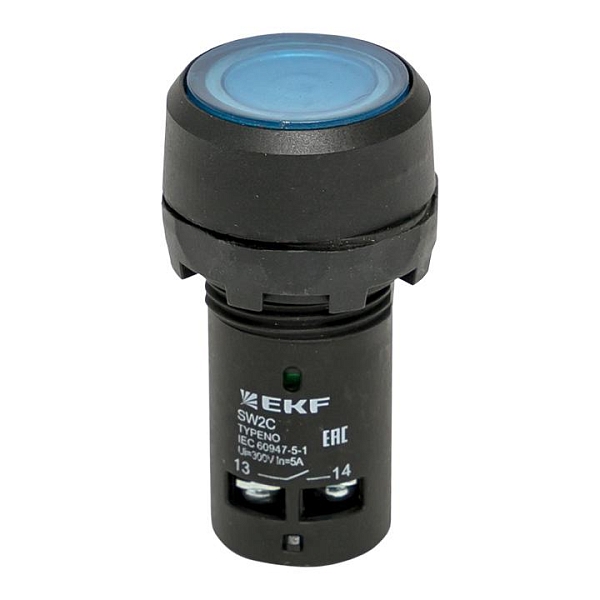 Кнопка SW2C-10D с подсветкой синяя NO EKF PROxima
