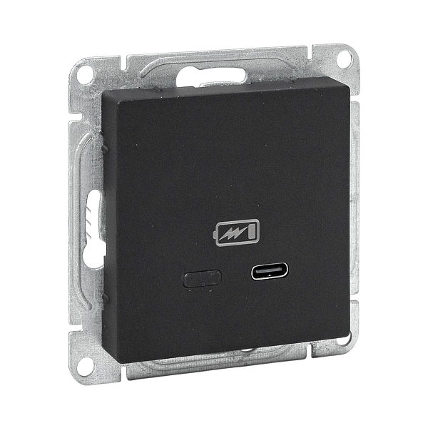 Механизм розетки USB-С, быстрая, чёрная Эпика EKF