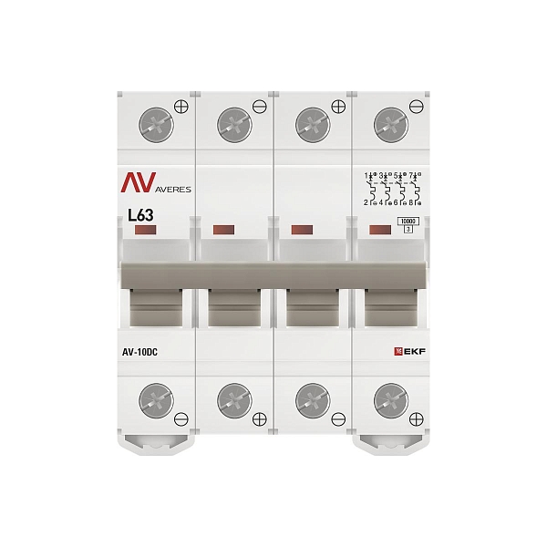Выключатель автоматический AV-10 DC 4P 63A (L) 10kA EKF AVERES