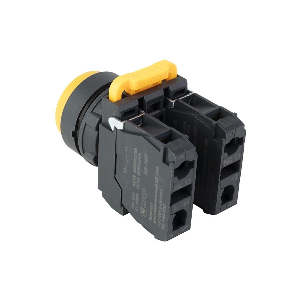 Кнопка выпирающая SB-25 без фиксации 1NO+1NС желтая IP65 EKF