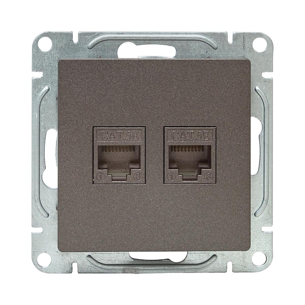 Механизм розетки RJ45 - 2шт, (cat5), мокко Эпика EKF