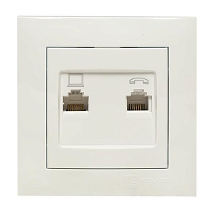 Валенсия розетка RJ-45+RJ11 2-местная белая EKF