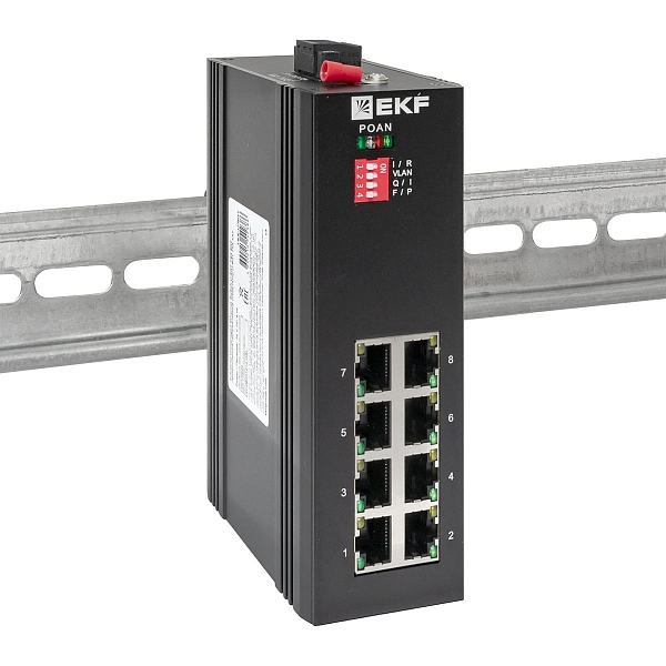 Промышленный неуправляемый коммутатор U-8GTP, 8 портов 10/100/1000Base-T(X) RJ45 c PoE, монтаж на динрейку TSX EKF