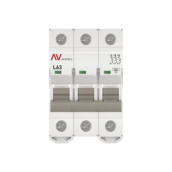Выключатель автоматический AV-6 3P 63A (L) 6kA EKF AVERES