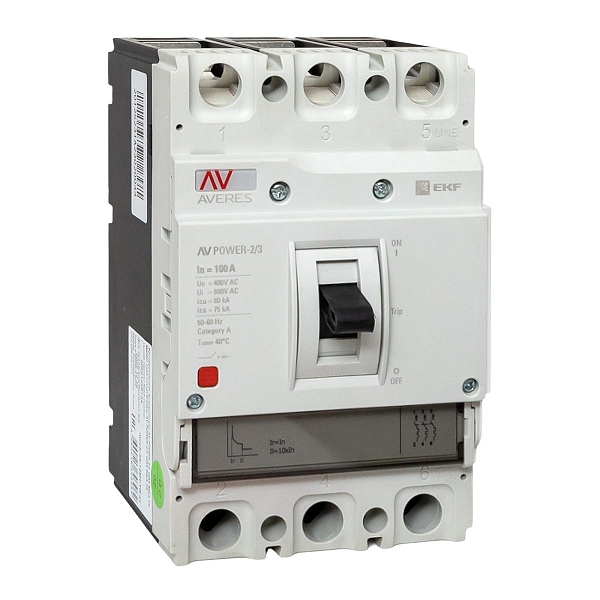 Выключатель автоматический в литом корпусе AV-POWER-2/3 100А 80кА TR EKF