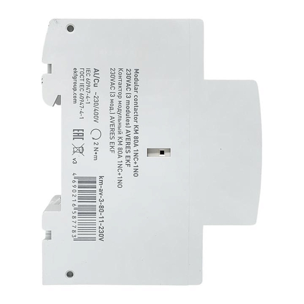 Контактор модульный КМ 80А 1NO+1NC 230В АС (3 мод.) AVERES EKF