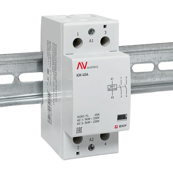 Контактор модульный КМ 40А 2NO 230В АС (2 мод.) AVERES EKF