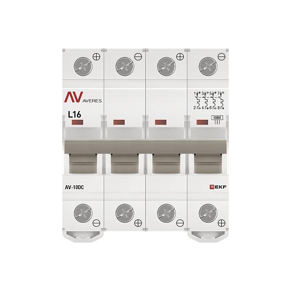 Выключатель автоматический AV-10 DC 4P 16A (L) 10kA EKF AVERES