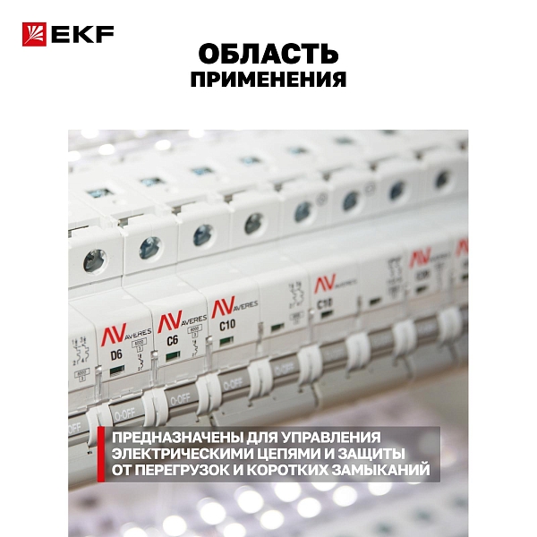 Выключатель автоматический AV-6 2P 2A (B) 6kA EKF AVERES