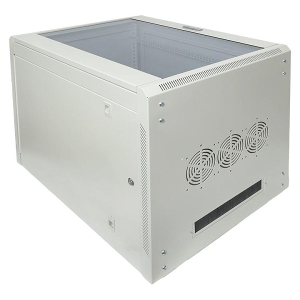 Шкаф настенный 19" TERACOM PRO 15U 600x600 мм дверь стеклянная с замком-ручкой серый
