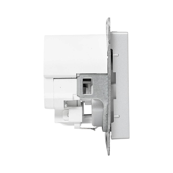 Механизм розетки с USB-C - 2шт, 16А, с заземлением, со шторками, алюминий Эпика EKF