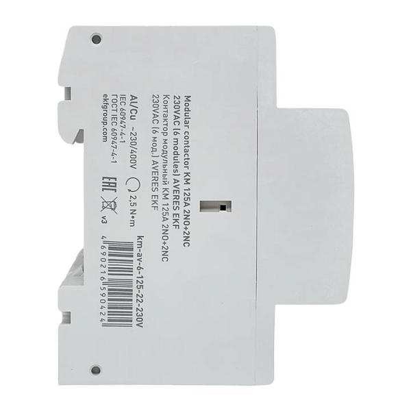 Контактор модульный КМ 125А 2NO+2NC 230В АС (6 мод.) AVERES EKF