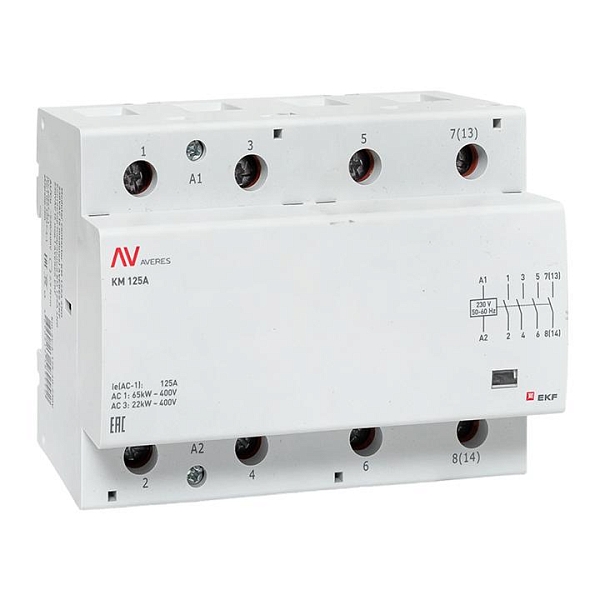 Контактор модульный КМ 125А 4NO 230В АС (6 мод.) AVERES EKF