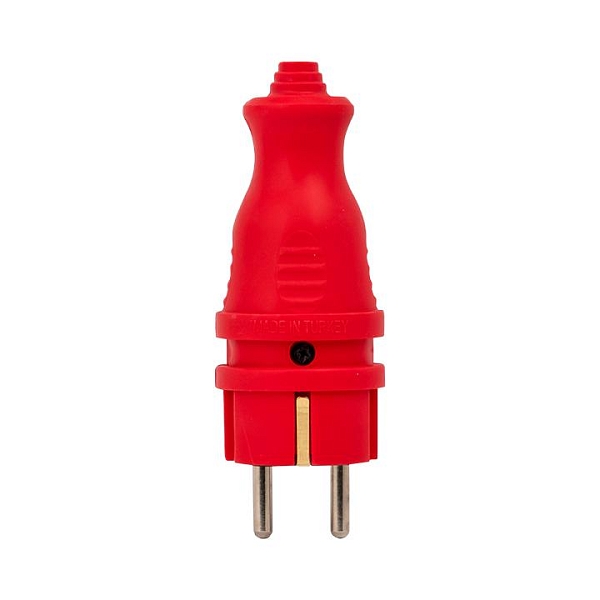Вилка красная каучуковая прямая 230В 2P+PE 16A IP44 EKF PRO
