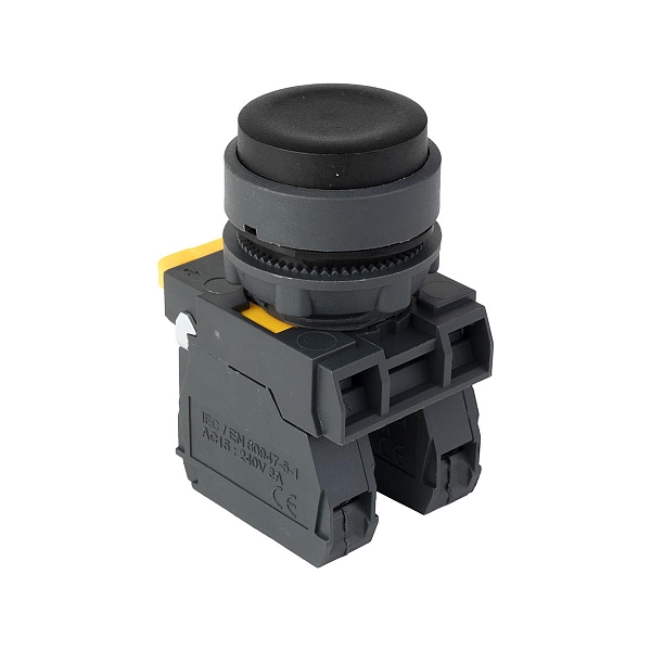 Кнопка выпирающая SB-25 без фиксации 1NO+1NС черная IP65 EKF
