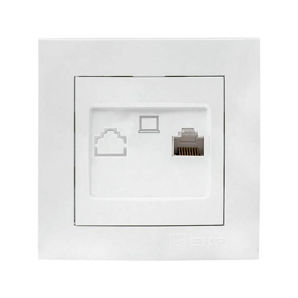 Валенсия розетка компьютерная RJ-45 1-местная белая EKF