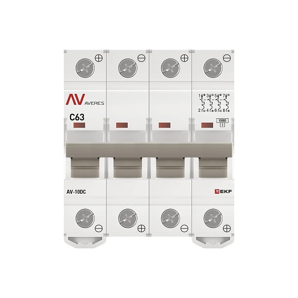 Выключатель автоматический AV-10 DC 4P 63A (C) 10kA EKF AVERES