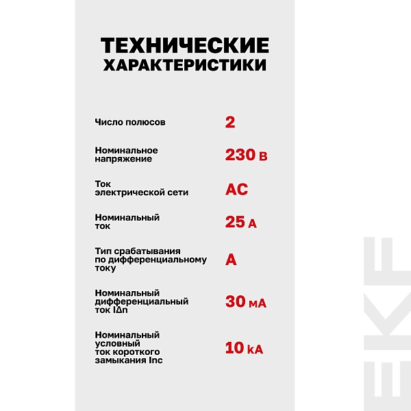 Выключатель дифференциального тока DV 2P 25А 30мА тип A электромеханичекий 10kA AVERES EKF