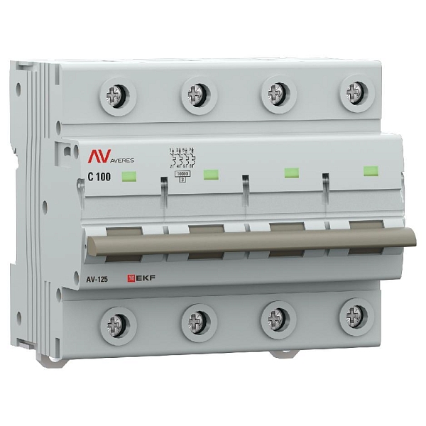 Выключатель автоматический AV-125 4P 100A (D) 10kA EKF AVERES