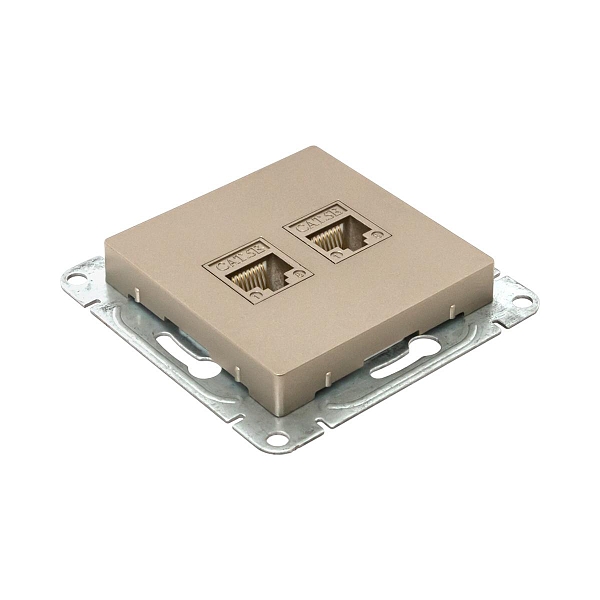 Механизм розетки RJ45 - 2шт, (cat5), шампань Эпика EKF