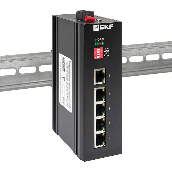 Промышленный неуправляемый коммутатор U-5GT, 5 портов 10/100/1000Base-T(X) RJ45, монтаж на динрейку TSX EKF