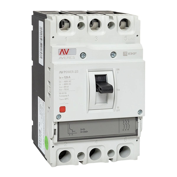 Выключатель автоматический в литом корпусе AV-POWER-2/3 125А 80кА TR EKF