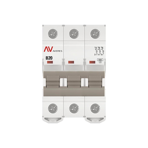 Выключатель автоматический AV-6 3P 20A (B) 6kA EKF AVERES
