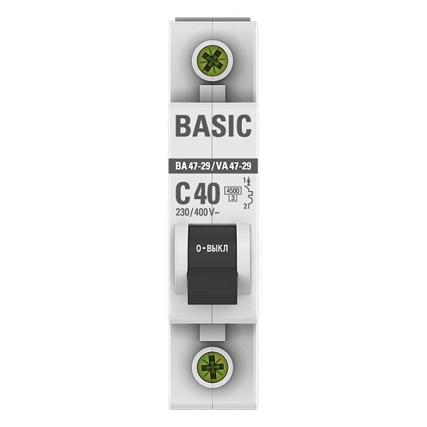 Автоматический выключатель ВА 47-29 1P 40А (C) 4,5кА BASIC