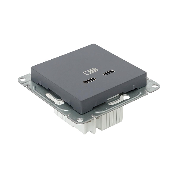 Механизм розетки USB-C - 2шт, графит Эпика EKF