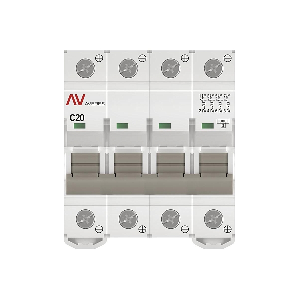 Выключатель автоматический AV-6 DC 4P 20A (C) 6kA EKF AVERES