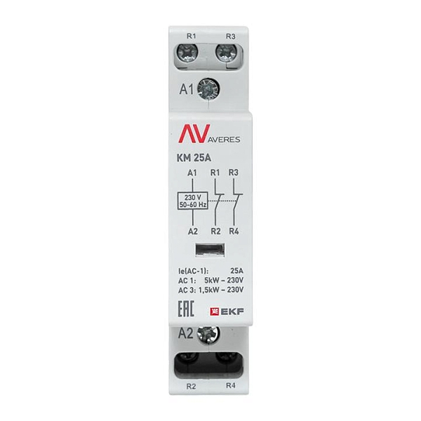 Контактор модульный КМ 25А 2NC 230В АС (1 мод.) AVERES EKF