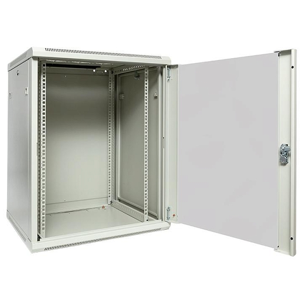 Шкаф настенный 19" TERACOM PRO 15U 600x600 мм дверь стеклянная с замком-ручкой серый