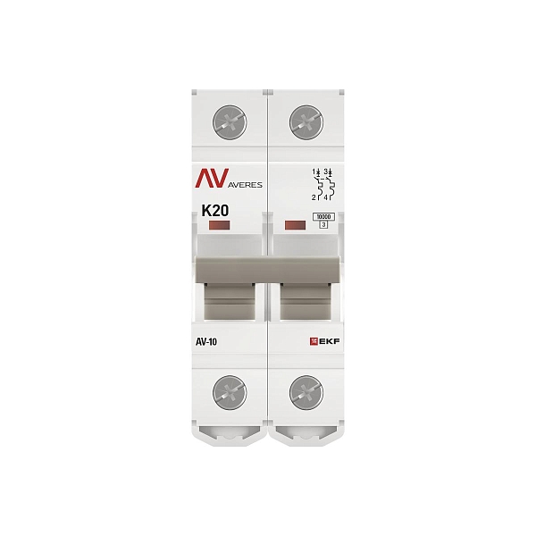Выключатель автоматический AV-10 2P 20A (K) 10kA EKF AVERES