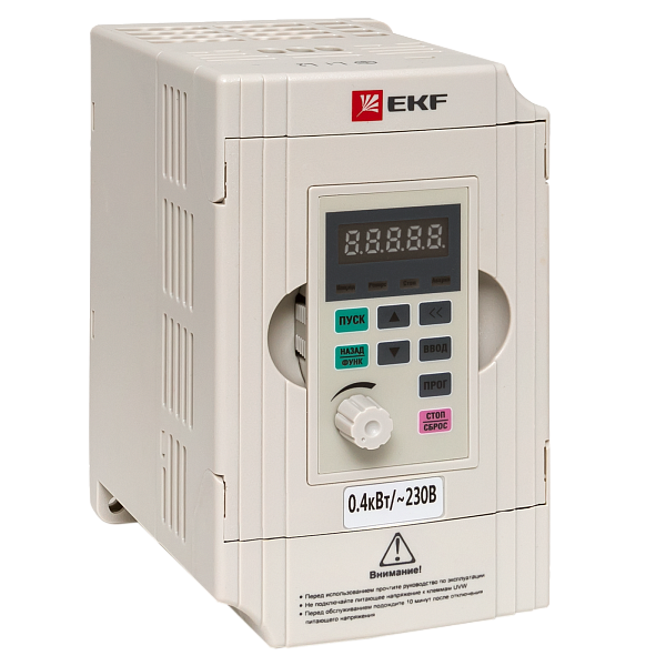 Преобразователь частоты, белый, 0,4/0,75кВт 1x230В VECTOR-100 EKF