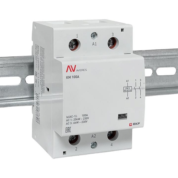 Контактор модульный КМ 100А 2NO 230В АС (3 мод.) AVERES EKF