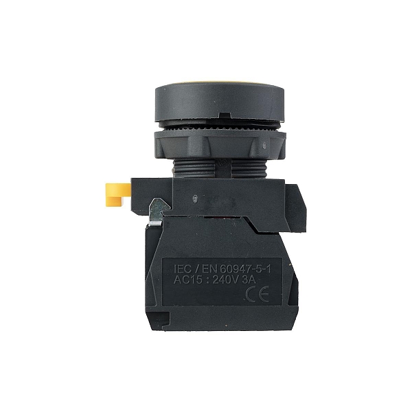 Кнопка SB-21 плоская без фиксации 1NO+1NС желтая IP65 EKF