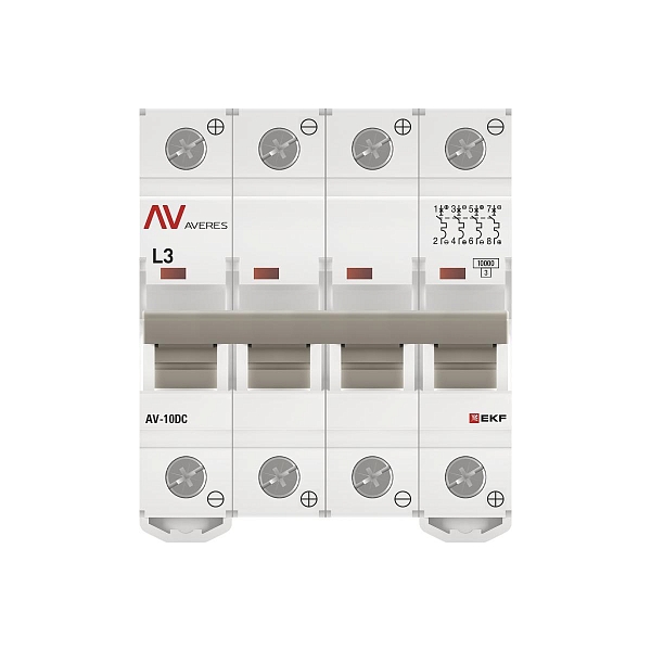 Выключатель автоматический AV-10 DC 4P 3A (L) 10kA EKF AVERES