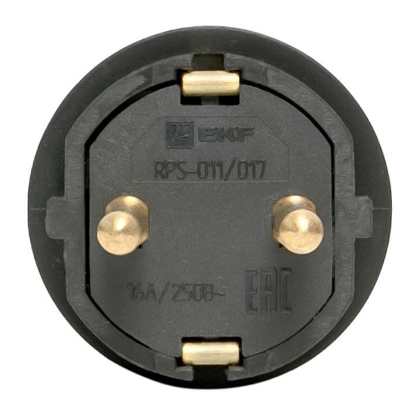 Вилка прямая каучуковая 230В, 2P+PE, 16A, IP44 EKF Марс