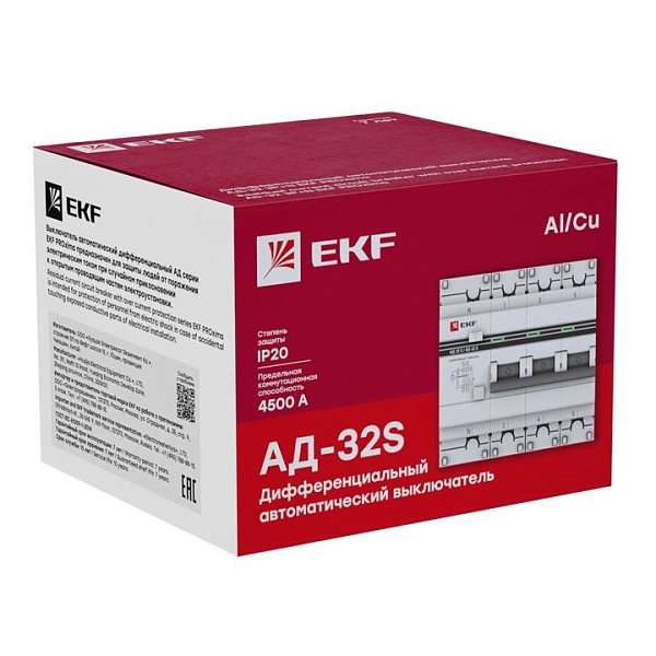 Автоматический выключатель дифференциального тока АД-32 3P+N (S) 40А характеристика C 300мА тип AC электронный селективный 4,5кА PROXIMA EKF
