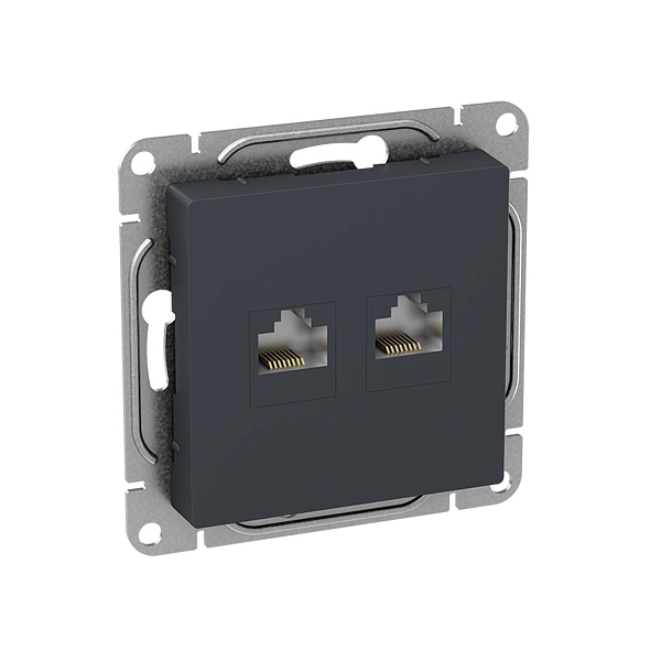 Механизм розетки RJ45 - 2шт, (cat6), графит Эпика EKF