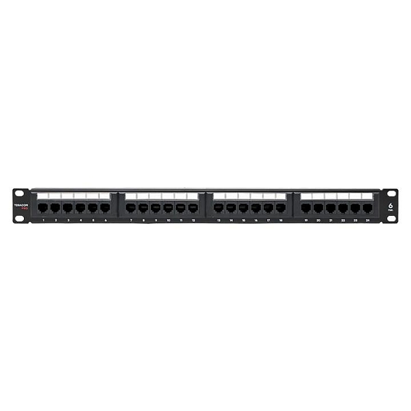 Патч-панель TERACOM PRO 19'' Cat.6 1U неэкранированная UTP 24 порта RJ-45 Dual IDC