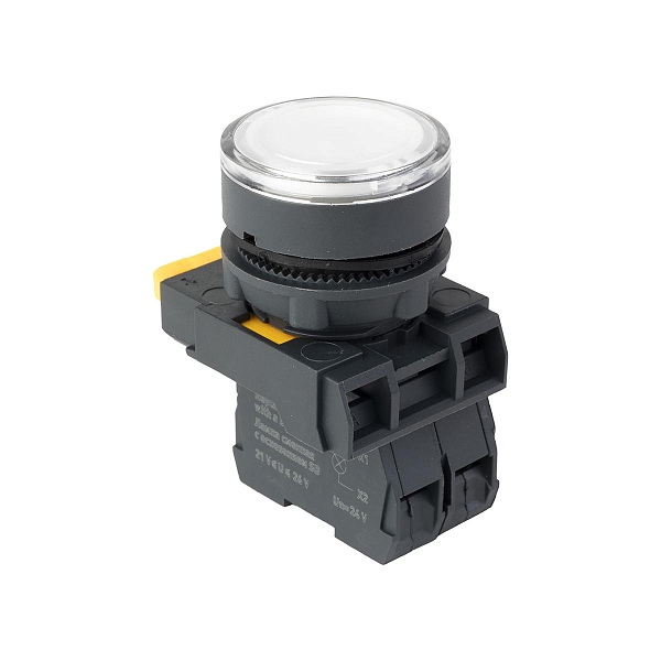 Кнопка SB-27 плоская без фиксации c подсветкой 24V DC 1NC белая IP65 EKF