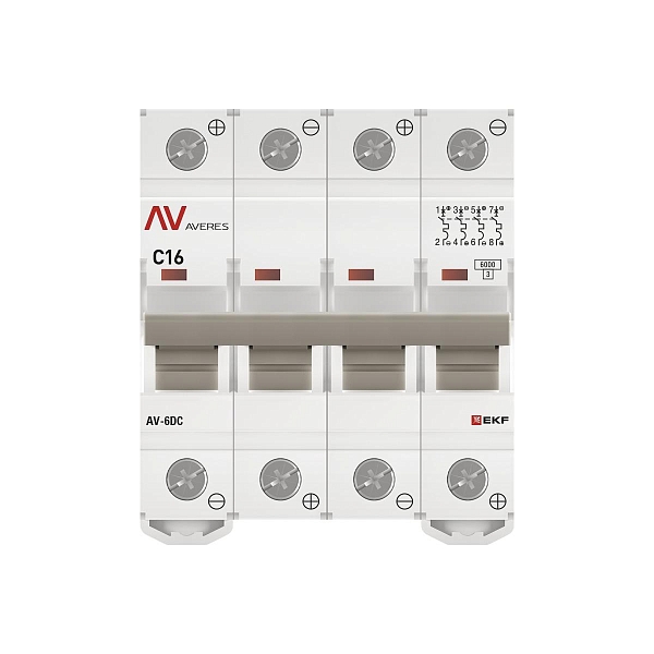 Выключатель автоматический AV-6 DC 4P 16A (C) 6kA EKF AVERES
