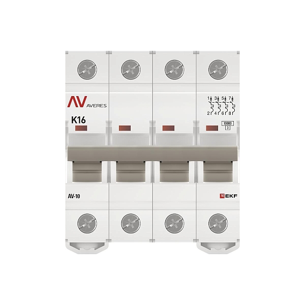 Выключатель автоматический AV-10 4P 16A (K) 10kA EKF AVERES