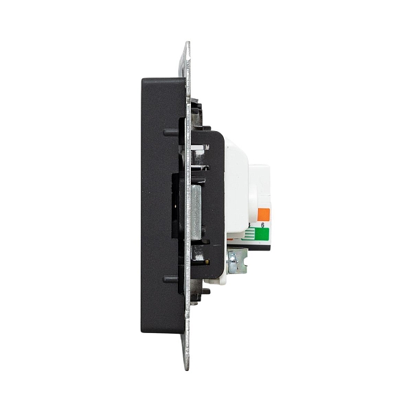 Механизм розетки TV+RJ45 (cat5), черный Эпика EKF