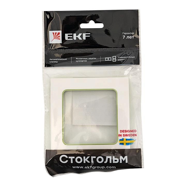 Стокгольм Рамка 1-местная белая с линией цвета зеленый EKF