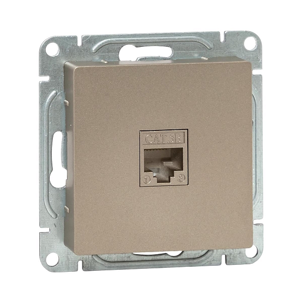 Механизм розетки RJ45 (cat5), шампань Эпика EKF