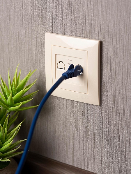 Валенсия розетка компьютерная RJ-45 1-местная кремовая EKF